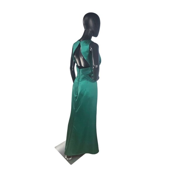 NWOT Emerald Satin V-Neck Fit/Flare Formal Dress - Da Vinci - Picture 6 of 9